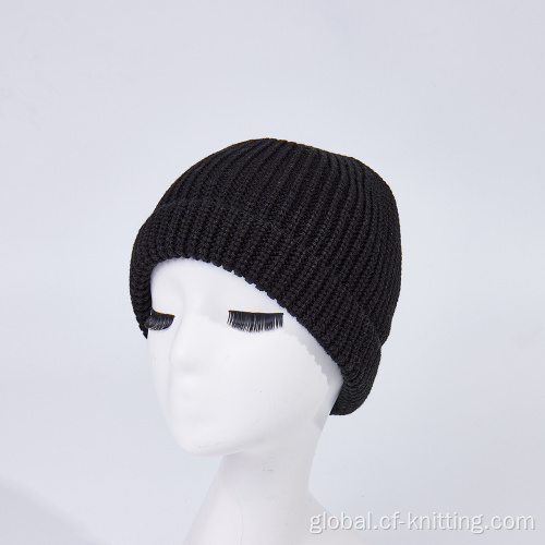 Solid Color Knitted Hat ACRYLIC material Knit Hat for ladies Manufactory